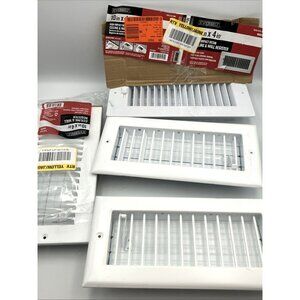 10 In. X 4 In. 1-Way Steel Wall/Ceiling Register White lot of 3/1 plastic